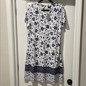 NWT J Jill size M Floral Blue and White Dress